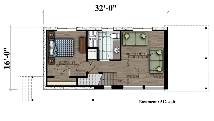 Floor Plan Basement of Contemporary Plan #158-1304