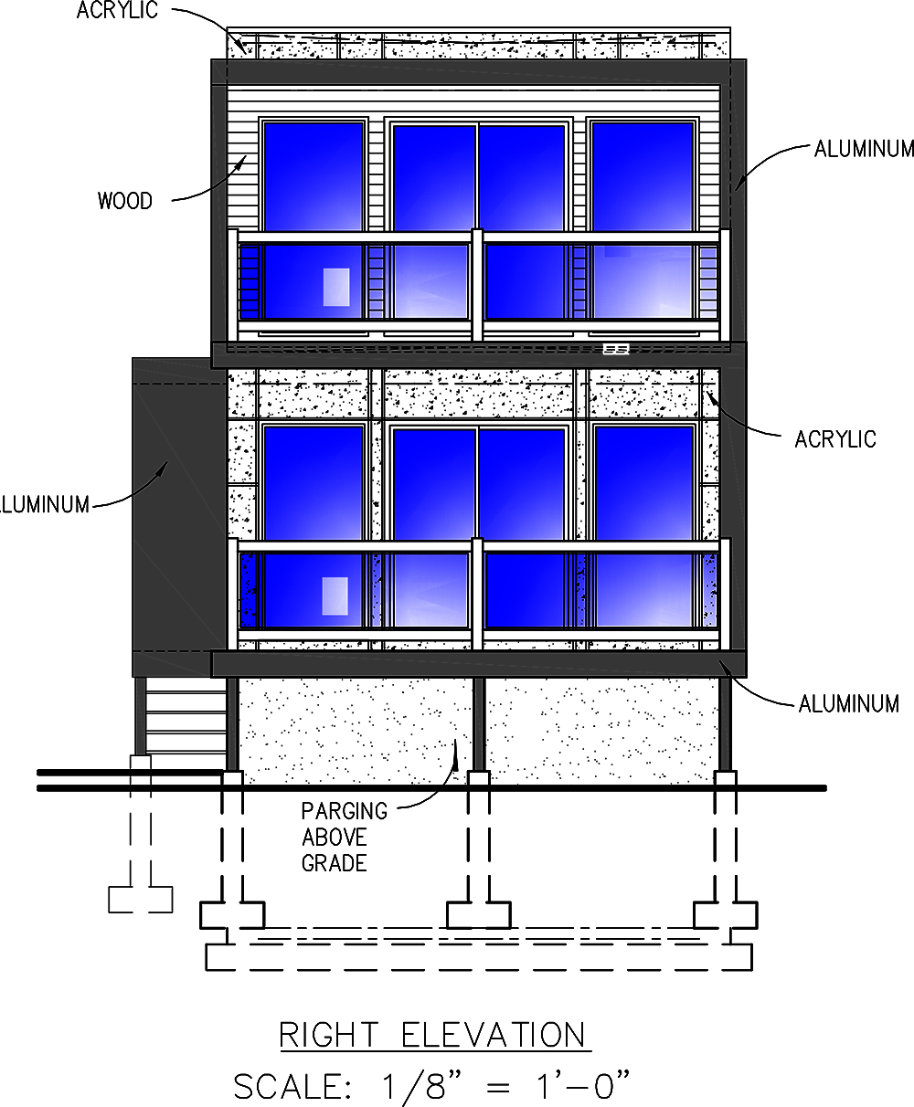 Home Plan Right Elevation of this 2-Bedroom,832 Sq Ft Plan -158-1304