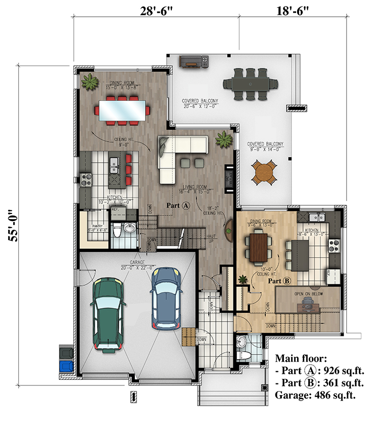 Floor Plan First Story of Cottage Plan #158-1305