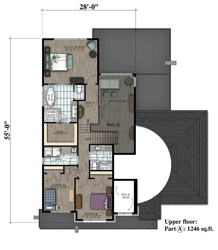 Floor Plan Second Story of Cottage Plan #158-1305
