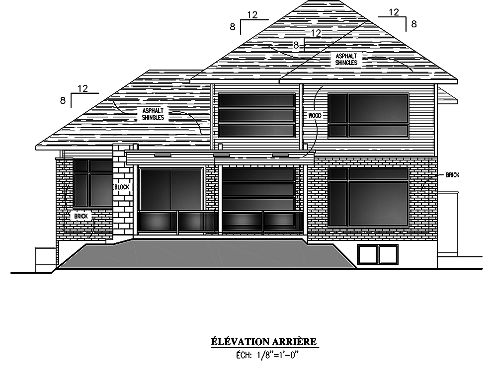 Home Plan Rear Elevation of this 4-Bedroom,3139 Sq Ft Plan -158-1305