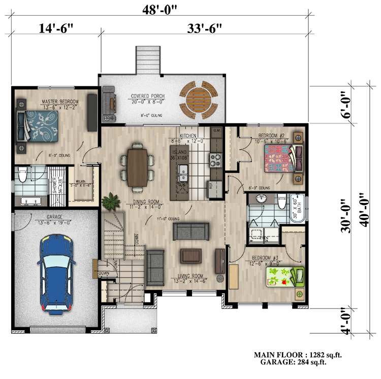 Floor Plan First Story of Modern Plan #158-1306