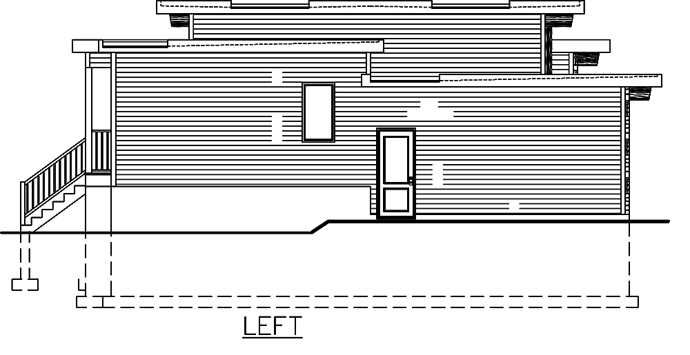 Home Plan Left Elevation of this 3-Bedroom,1282 Sq Ft Plan -158-1306