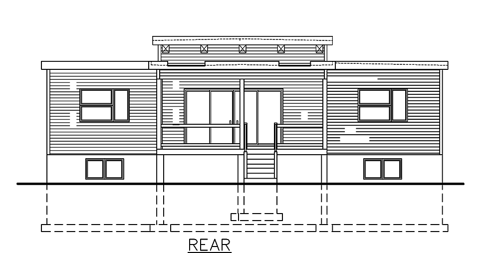Home Plan Rear Elevation of this 3-Bedroom,1282 Sq Ft Plan -158-1306