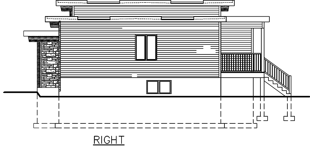 Home Plan Right Elevation of this 3-Bedroom,1282 Sq Ft Plan -158-1306