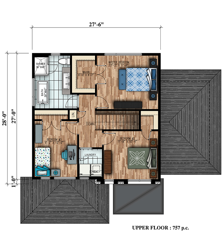 Floor Plan Second Story of Cottage Plan #158-1307