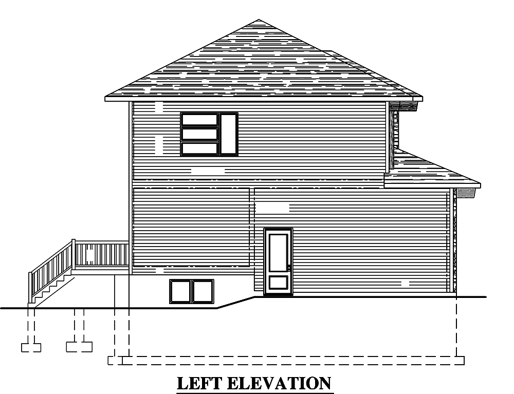 Home Plan Left Elevation of this 3-Bedroom,1521 Sq Ft Plan -158-1307