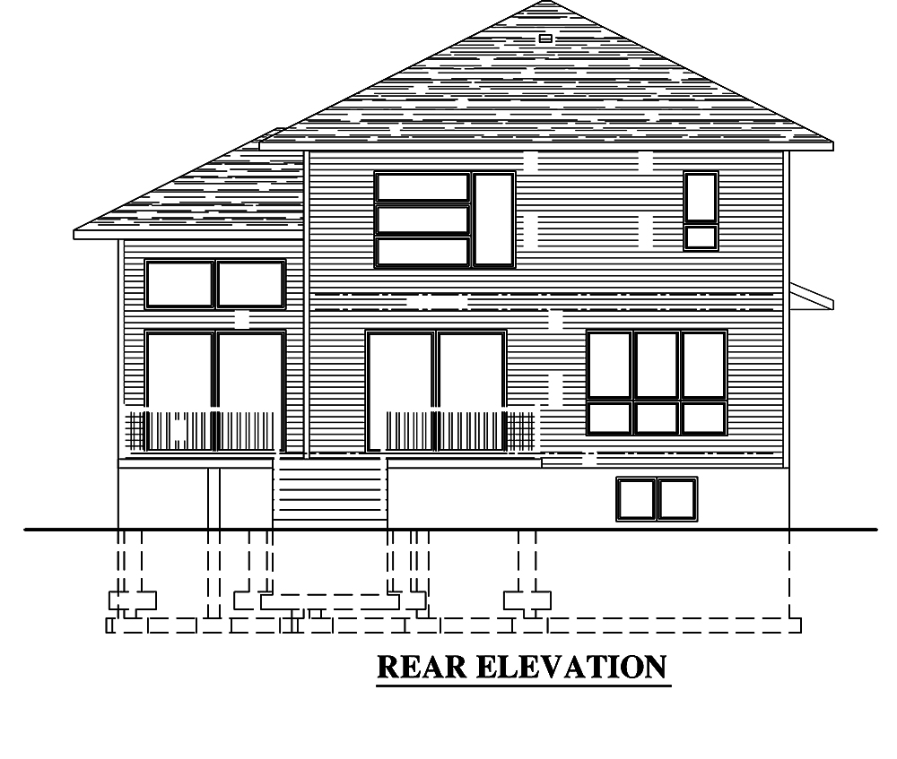Home Plan Rear Elevation of this 3-Bedroom,1521 Sq Ft Plan -158-1307