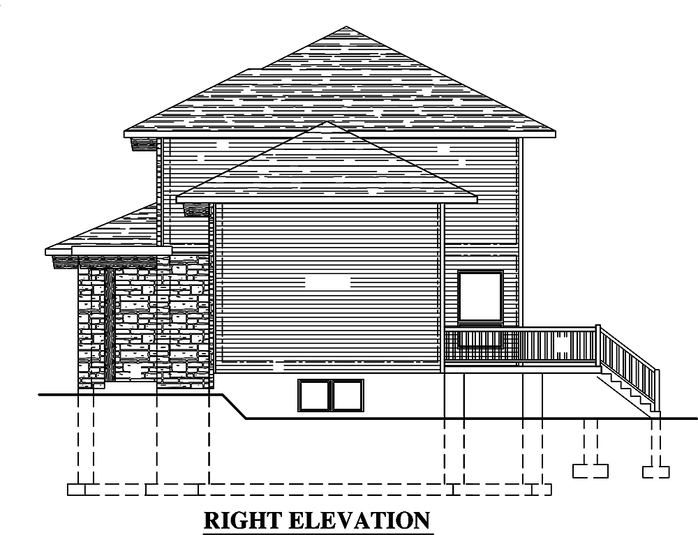 Home Plan Right Elevation of this 3-Bedroom,1521 Sq Ft Plan -158-1307