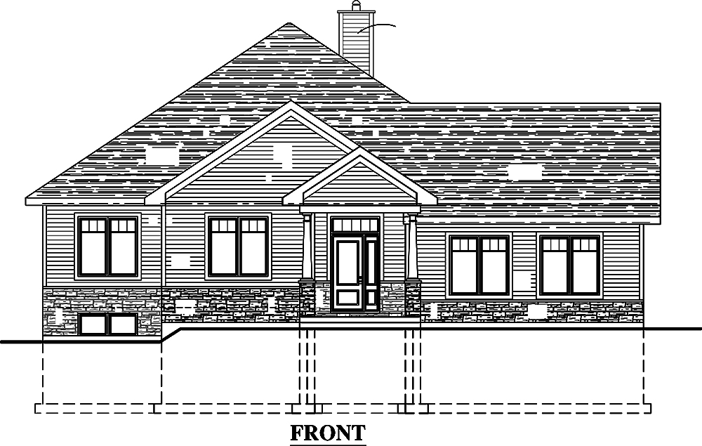 Home Plan Front Elevation of this 3-Bedroom,1393 Sq Ft Plan -158-1308