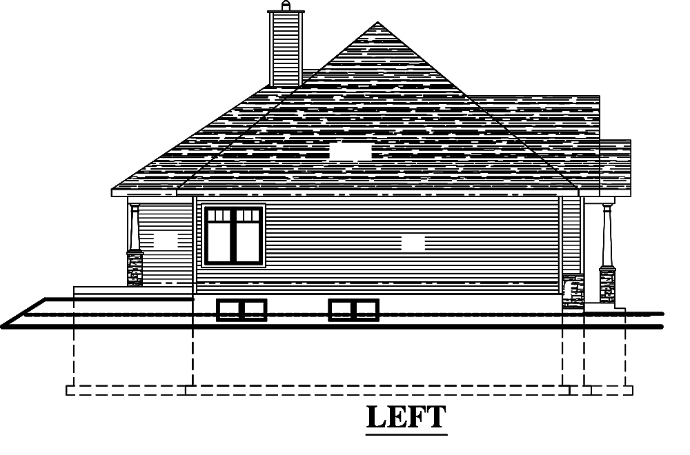 Home Plan Left Elevation of this 3-Bedroom,1393 Sq Ft Plan -158-1308