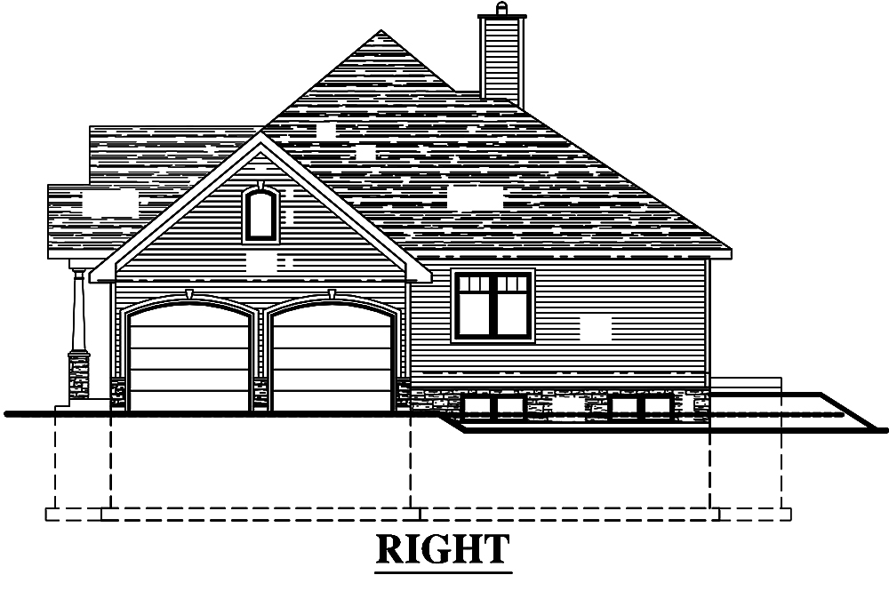 Home Plan Right Elevation of this 3-Bedroom,1393 Sq Ft Plan -158-1308