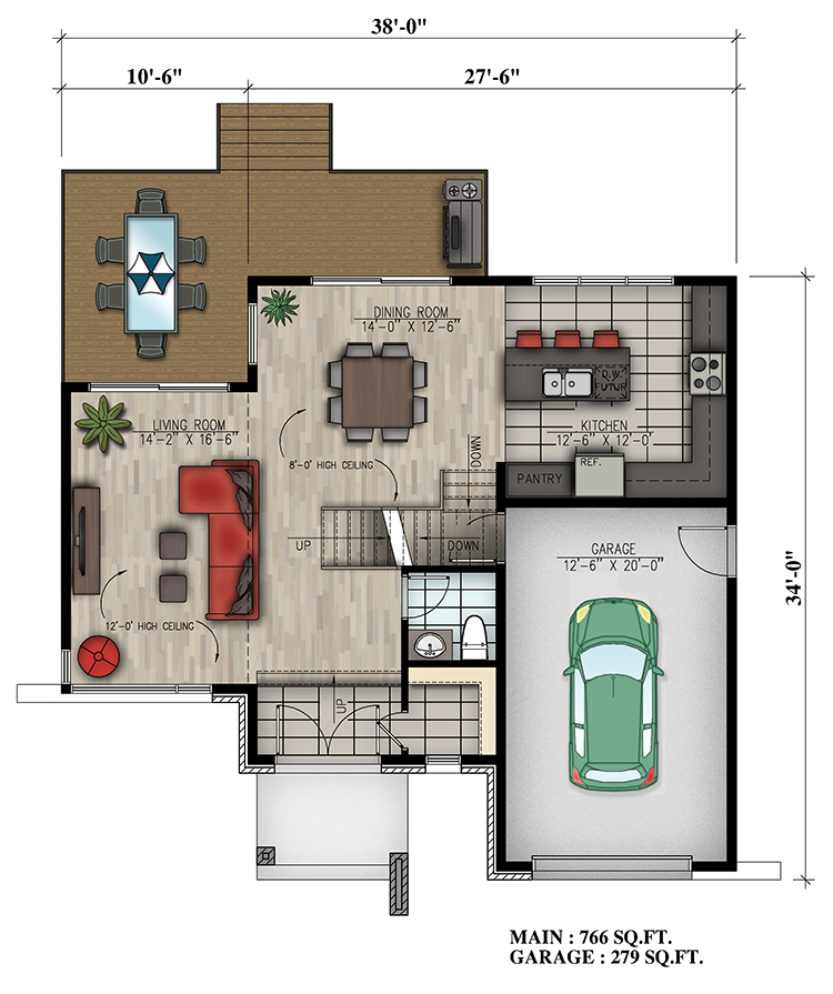 Floor Plan First Story of Cottage Plan #158-1309