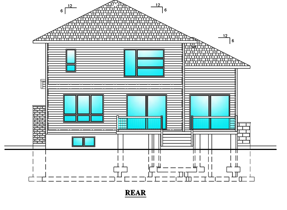 Home Plan Rear Elevation of this 3-Bedroom,1525 Sq Ft Plan -158-1309
