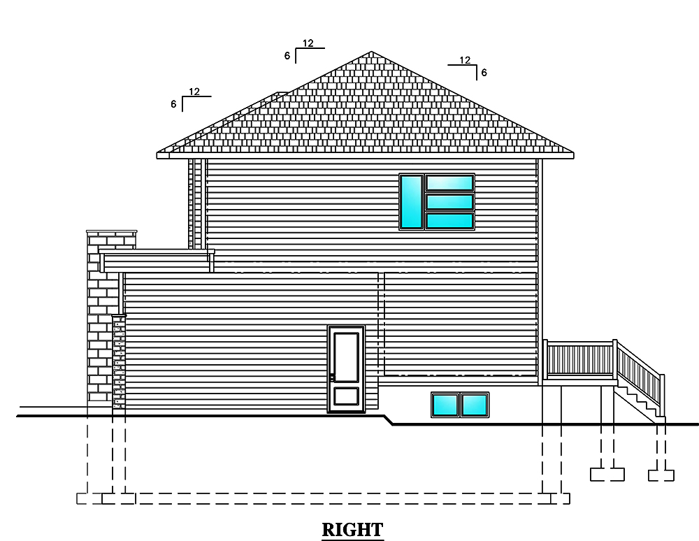 Home Plan Right Elevation of this 3-Bedroom,1525 Sq Ft Plan -158-1309