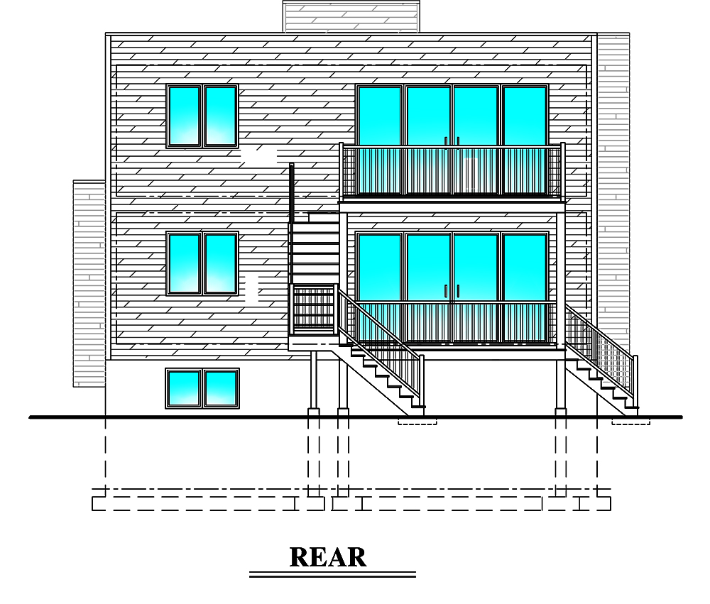 Home Plan Rear Elevation of this 3-Bedroom,1932 Sq Ft Plan -158-1310