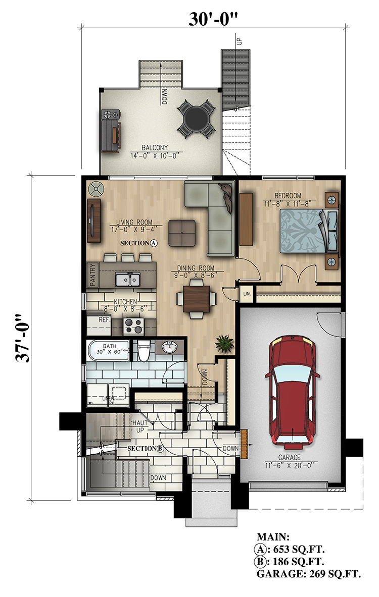 Floor Plan First Story of Modern Plan #158-1310