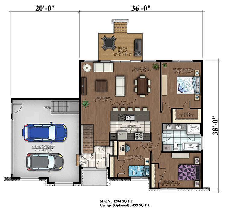 Floor Plan First Story of Bungalow Plan #158-1311