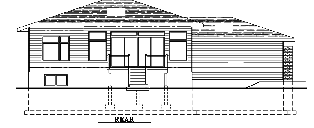 Home Plan Rear Elevation of this 3-Bedroom,1284 Sq Ft Plan -158-1311