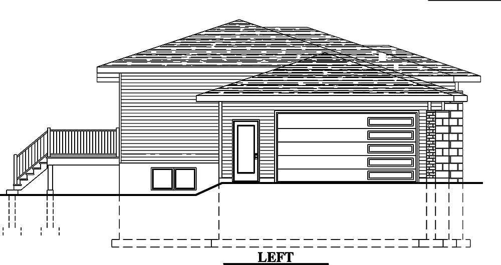 Home Plan Left Elevation of this 3-Bedroom,1284 Sq Ft Plan -158-1311