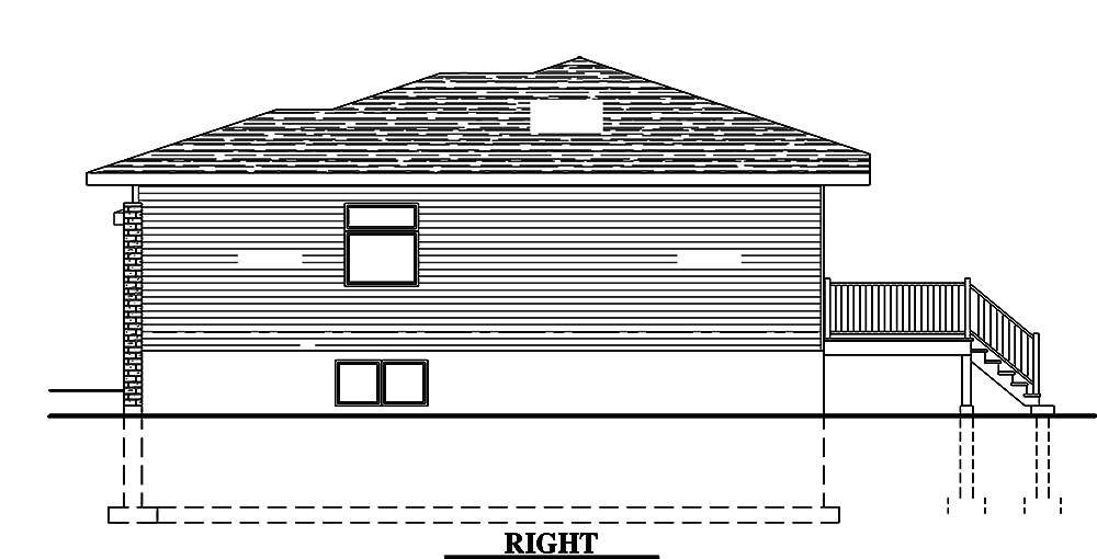 Home Plan Right Elevation of this 3-Bedroom,1284 Sq Ft Plan -158-1311