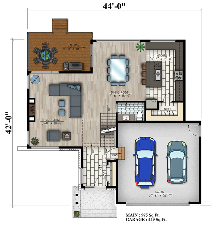 Floor Plan First Story of Contemporary Plan #158-1312