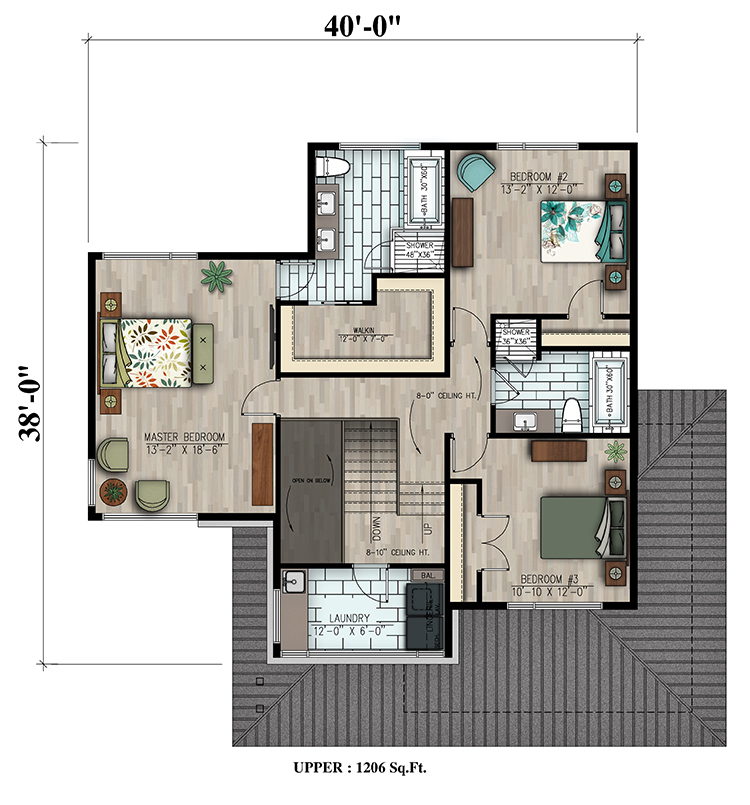 Floor Plan Second Story of Contemporary Plan #158-1312