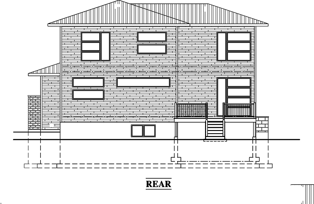 Home Plan Rear Elevation of this 3-Bedroom,2181 Sq Ft Plan -158-1312