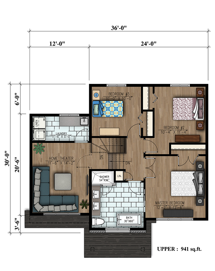 Floor Plan Second Story of Cottage Plan #158-1313