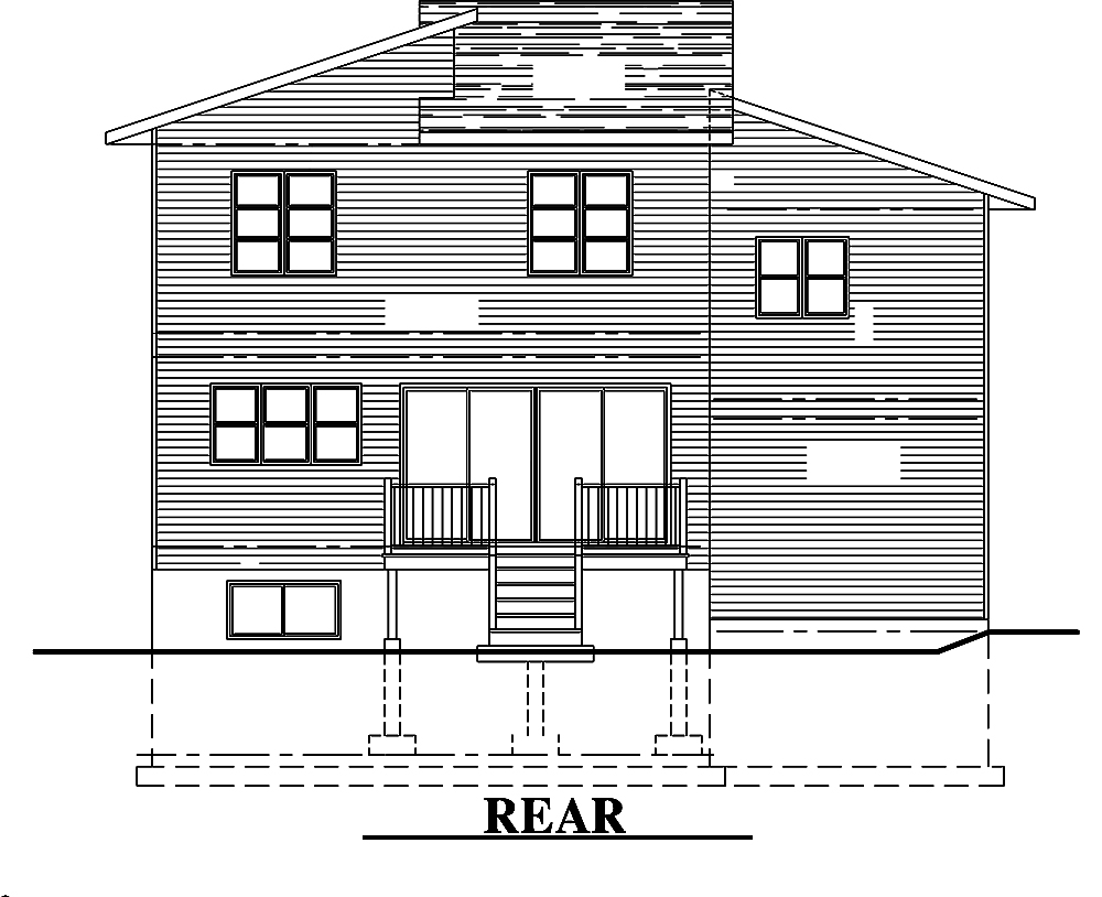 Home Plan Rear Elevation of this 3-Bedroom,1636 Sq Ft Plan -158-1313