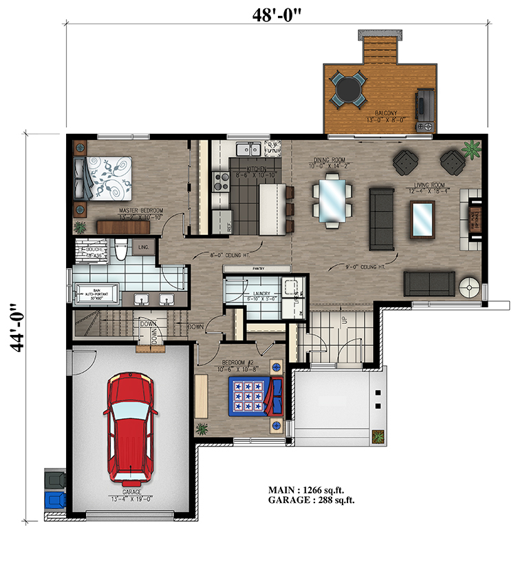 Floor Plan First Story of Bungalow Plan #158-1314