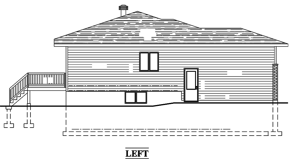 Home Plan Left Elevation of this 2-Bedroom,1266 Sq Ft Plan -158-1314