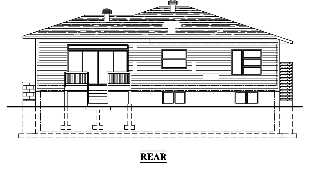 Home Plan Rear Elevation of this 2-Bedroom,1266 Sq Ft Plan -158-1314