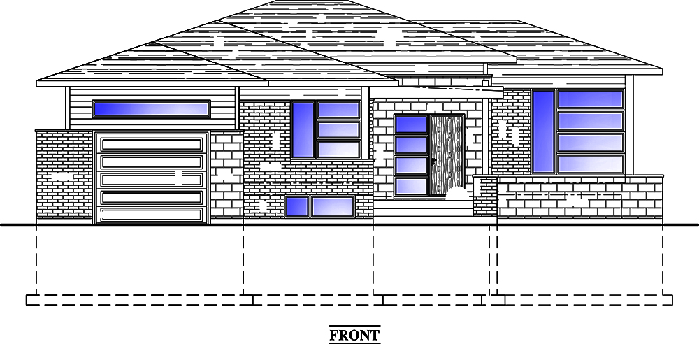 Home Plan Front Elevation of this 2-Bedroom,1266 Sq Ft Plan -158-1314
