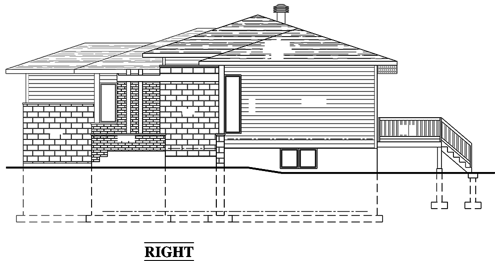 Home Plan Right Elevation of this 2-Bedroom,1266 Sq Ft Plan -158-1314