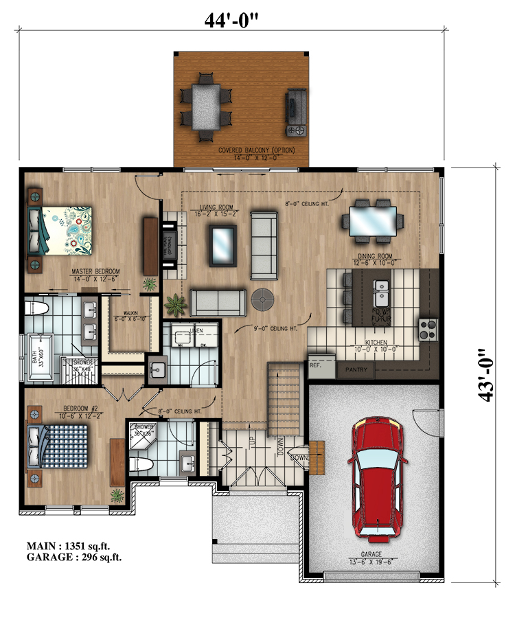 Floor Plan First Story of Bungalow Plan #158-1315