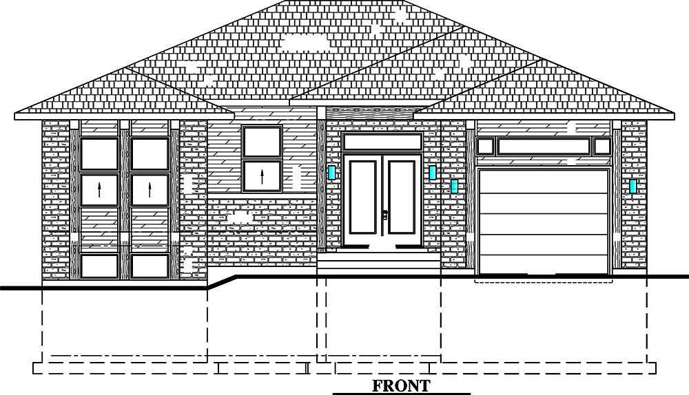 Home Plan Front Elevation of this 2-Bedroom,1351 Sq Ft Plan -158-1315