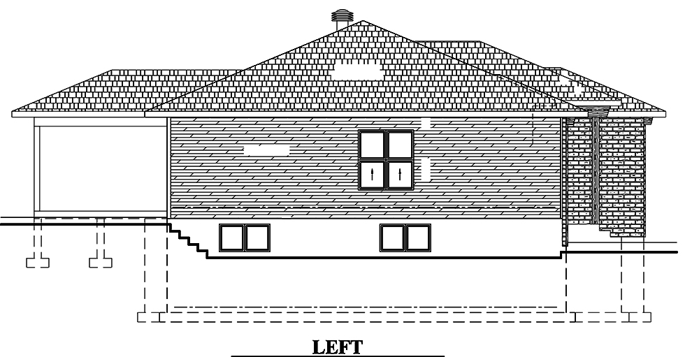 Home Plan Left Elevation of this 2-Bedroom,1351 Sq Ft Plan -158-1315