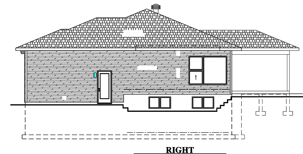 Home Plan Right Elevation of this 2-Bedroom,1351 Sq Ft Plan -158-1315