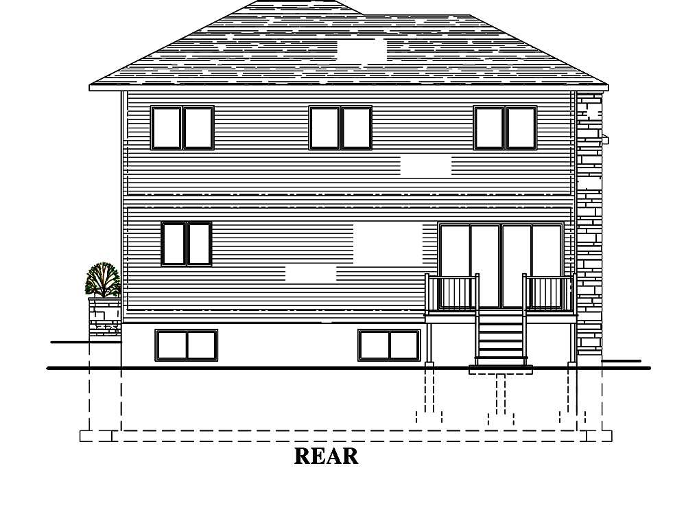 Home Plan Rear Elevation of this 3-Bedroom,1666 Sq Ft Plan -158-1316