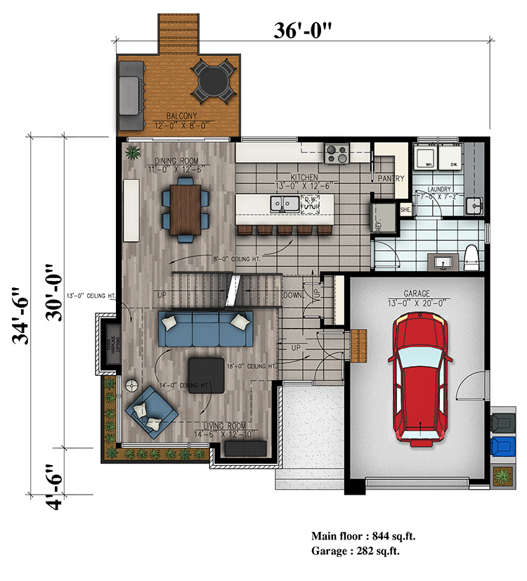 Floor Plan First Story of Cottage Plan #158-1316