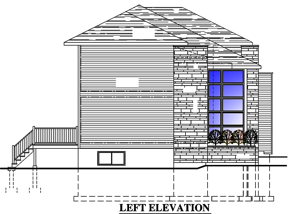 Home Plan Left Elevation of this 3-Bedroom,1666 Sq Ft Plan -158-1316