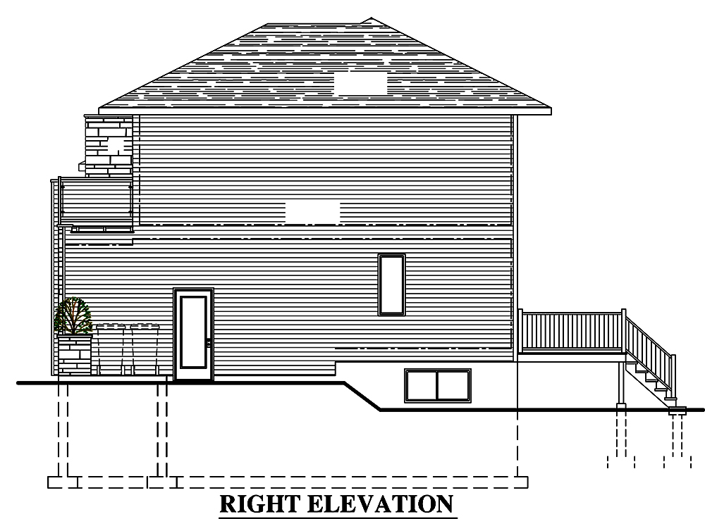 Home Plan Right Elevation of this 3-Bedroom,1666 Sq Ft Plan -158-1316