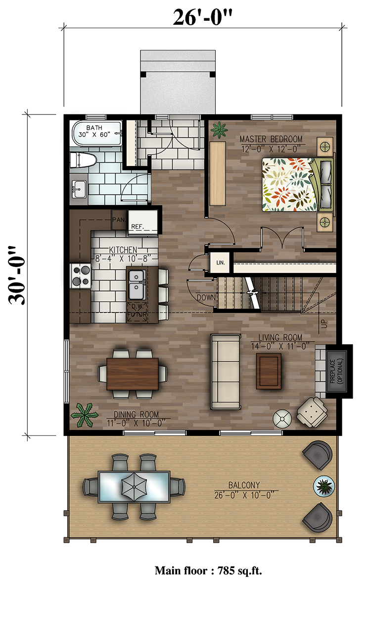 Floor Plan First Story of Cottage Plan #158-1317