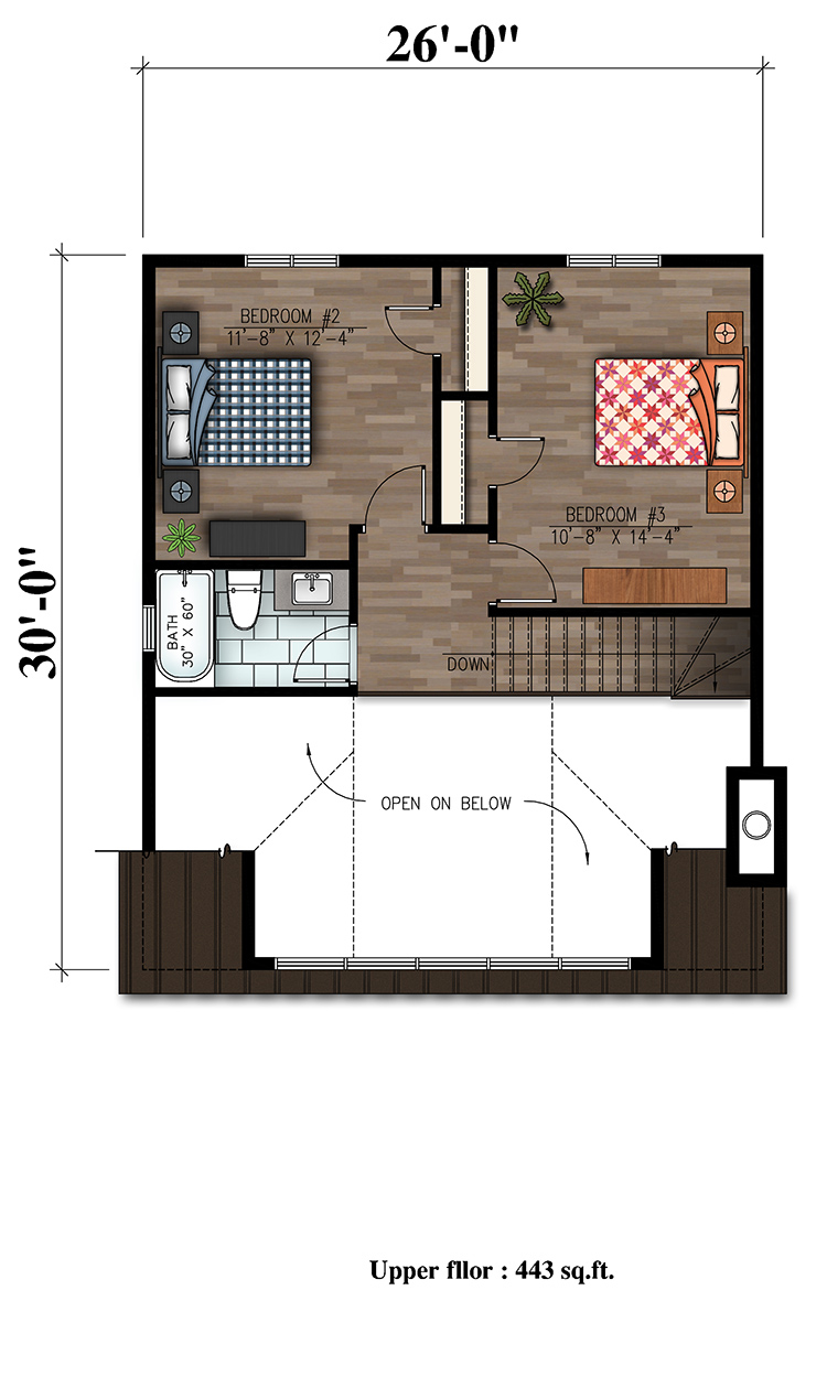 Floor Plan Second Story of Cottage Plan #158-1317