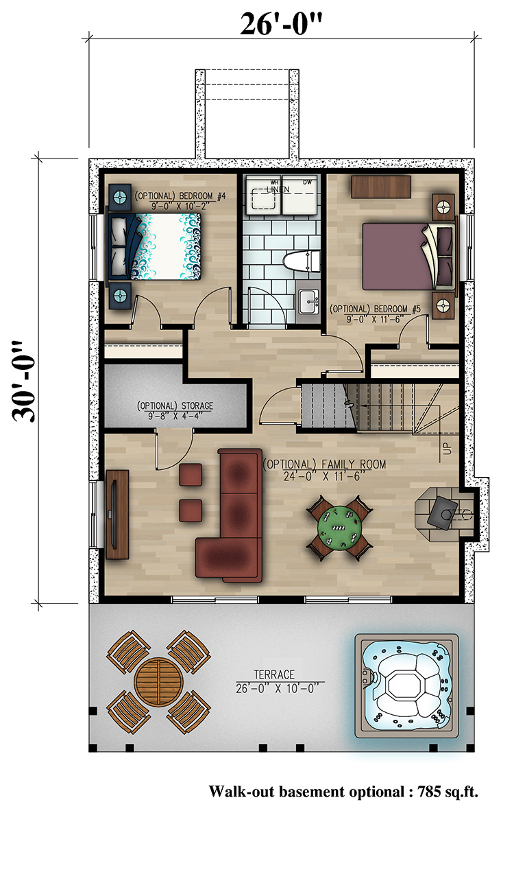 Floor Plan Basement of Cottage Plan #158-1317