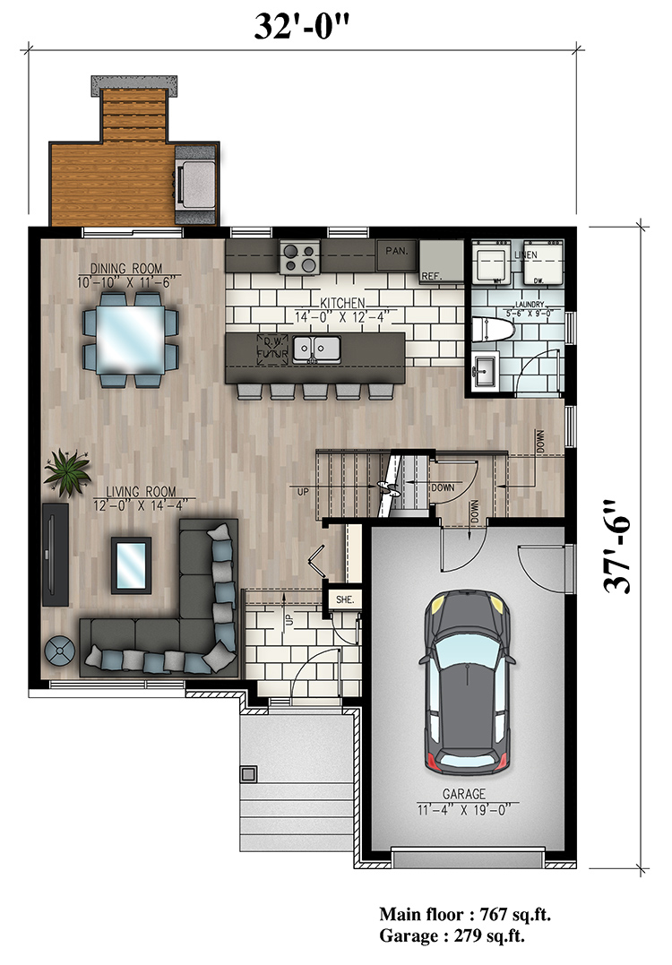 Floor Plan First Story of Cottage Plan #158-1318