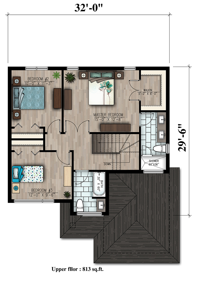 Floor Plan Second Story of Cottage Plan #158-1318