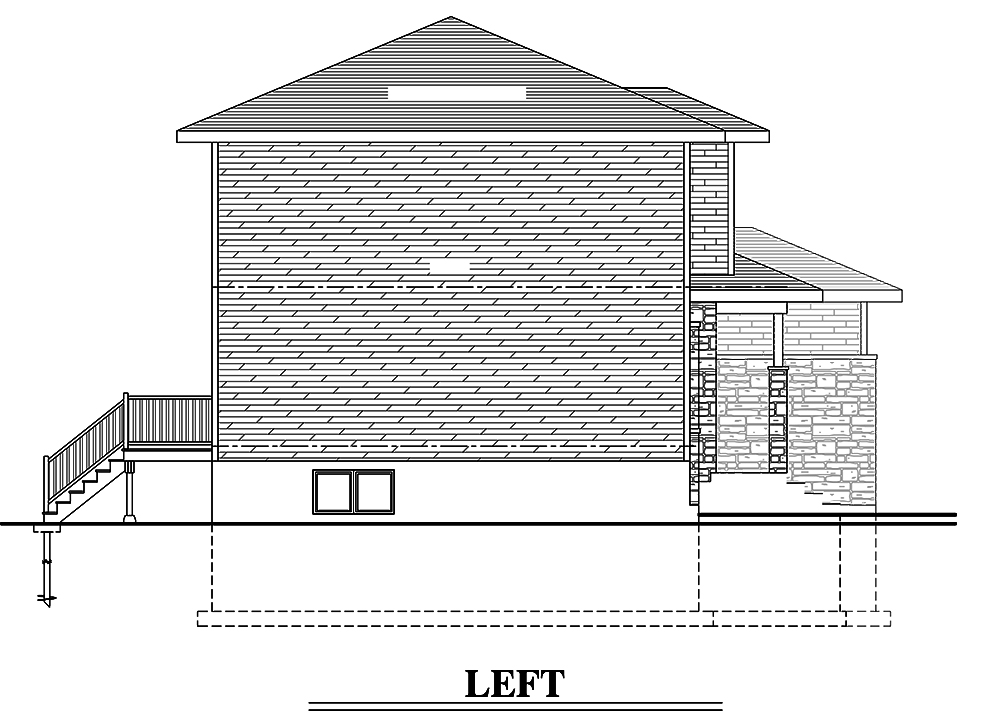 Home Plan Left Elevation of this 3-Bedroom,1580 Sq Ft Plan -158-1318