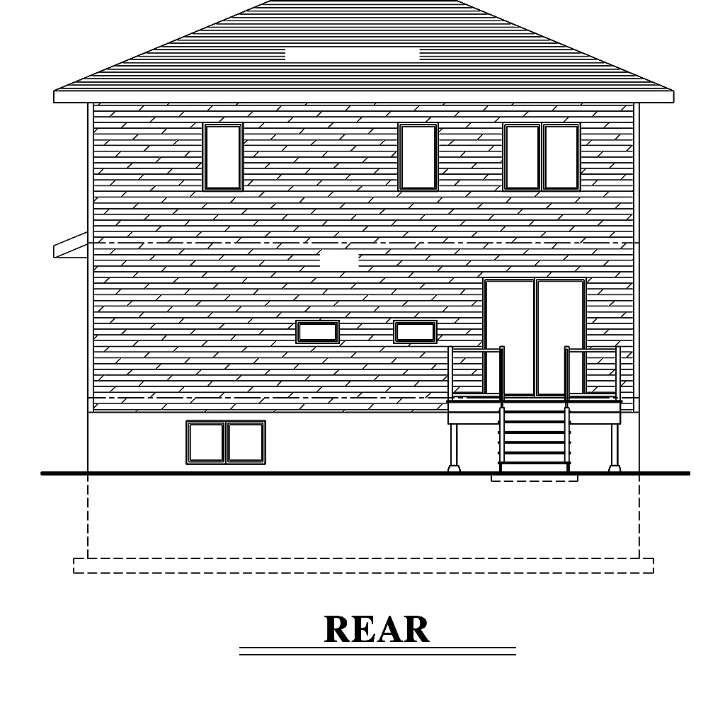 Home Plan Rear Elevation of this 3-Bedroom,1580 Sq Ft Plan -158-1318